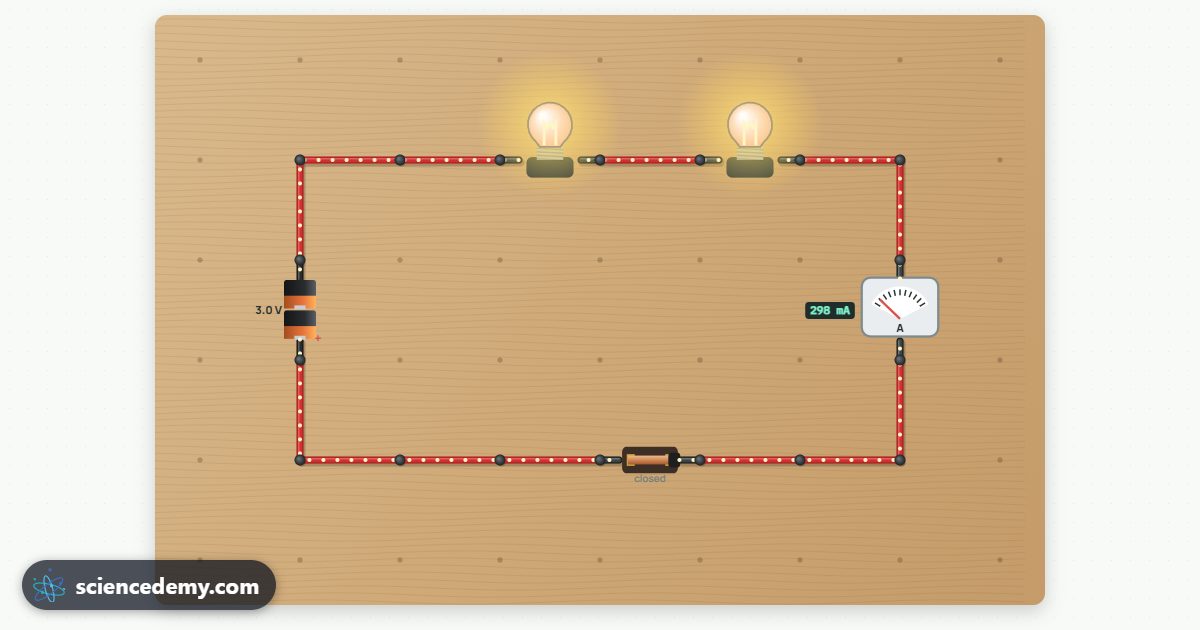 Circuit Builder, an interactive 3D simulation: Drag batteries, bulbs, resistors and switches onto a board and watch the current flow