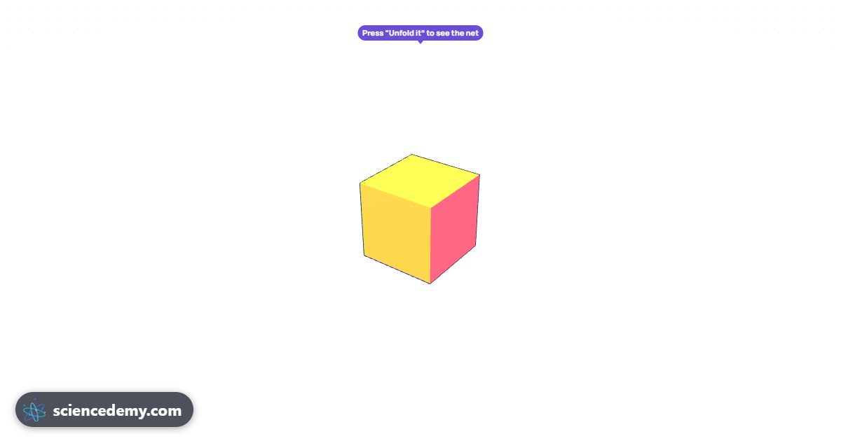 3D Shapes & Nets, an interactive 3D simulation: Unfold cubes, cylinders and cones into nets, fill them with water and slice them into cross-sections